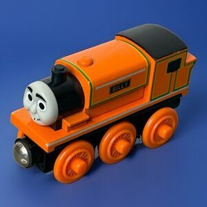 ⁠Vintage Thomas Wooden Railway BILLY Engine Orange Train Car 2007 Gullane EUC